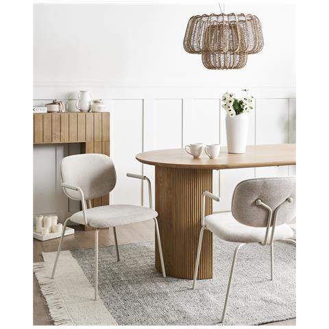 Set Di 2 Sedie Da Pranzo Carille Ciniglia Beige Chiaro - Foto 1