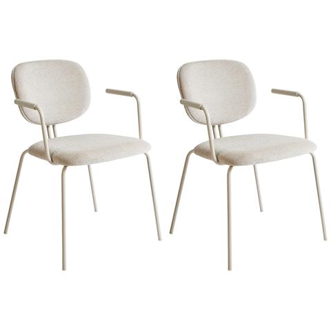 Set Di 2 Sedie Da Pranzo Carille Ciniglia Beige Chiaro - Foto 2