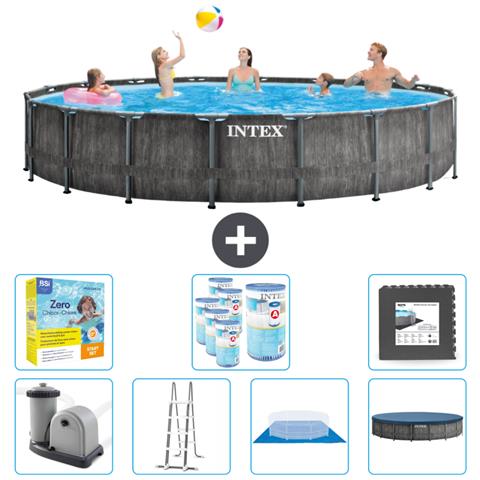 Piscina Fuori Terra - In Giro - 549x549x122 Cm - Grigio - Include Accessori Coordinati Cb49 - Foto 1