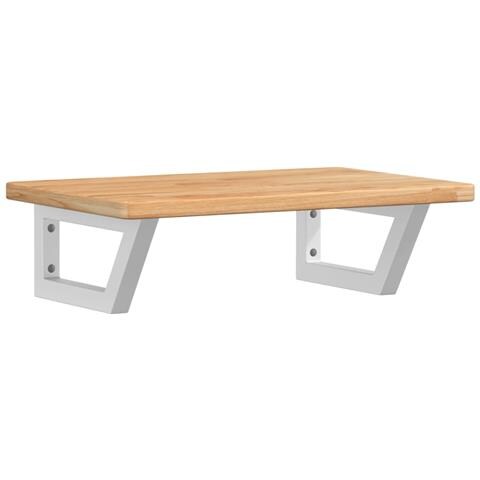 Ripiano A Parete Per Lavabo In Acciaio E Massello Di Rovere - Foto 1