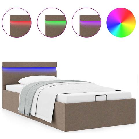 Lusso Casadino -  Giroletto Idraulico Contenitore E Led Tortora Tessuto 90x200 Cm - Foto 1