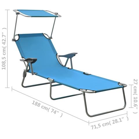 Lusso Casadino -  Lettino Prendisole Con Baldacchino In Acciaio Blu - Foto 8