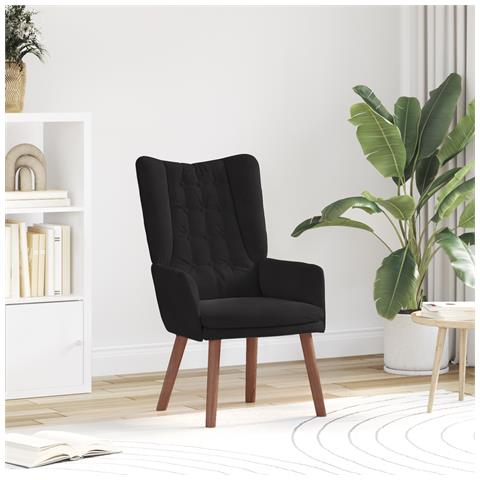 Poltrona Relaxante in Velluto Nero - Foto 2