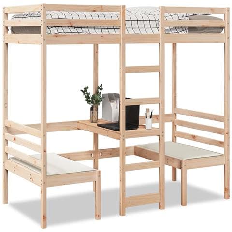Giroletto Soppalco con Scrivania e Sedie 90x190cm Legno Pino - Foto 2