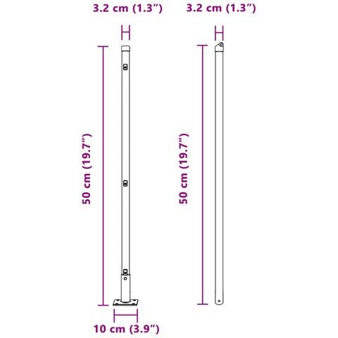 Pali di recinzione con piastre di base 26 pcs Ø32mm 50cm in acciaio galvanizzato - Foto 9