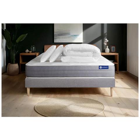 Pacchetto Letto Completo - Materasso 140x190cm + Box Spring Con Doghe (kit) + 2 Cuscini + Piumino - Actiflex Dream - Foto 1