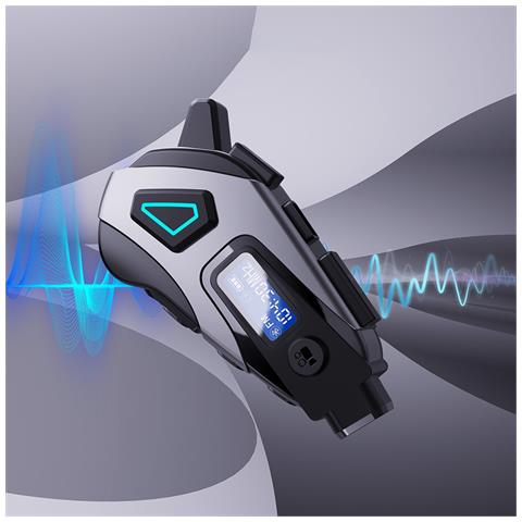 Auricolare Bluetooth Per Casco Con Microfono Morbido, Dvr, Fm, Impermeabile E Riduzione Del Rumore - Foto 2