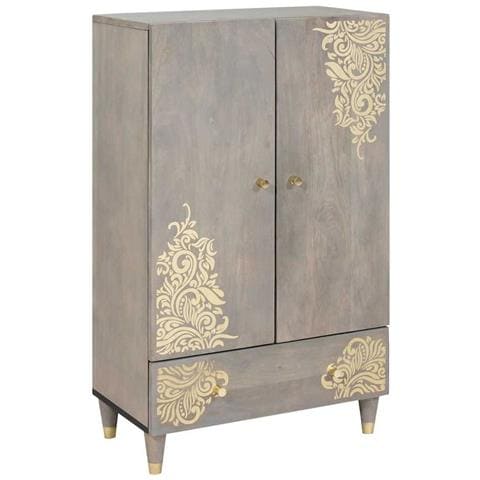 Credenza con lo scaffale Grigio e Oro 60 x 33.5 x 100 cm - Foto 1