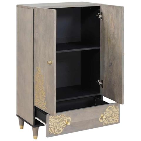 Credenza con lo scaffale Grigio e Oro 60 x 33.5 x 100 cm - Foto 2
