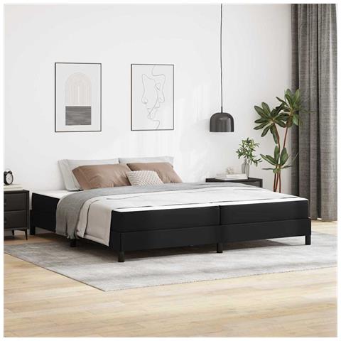 Letto con materasso Nero 200 x 200 cm Pelle sintetica - Foto 2