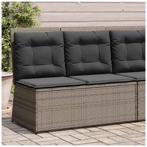 Panca Reclinabile da Giardino con Cuscini Grigia in Polyrattan - Foto 2