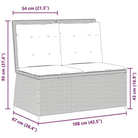Panca Reclinabile da Giardino con Cuscini Grigia in Polyrattan - Foto 9