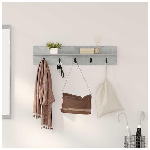 Appendiabiti a muro Grigio cemento 80 x 10.5 x 18 cm - Foto 2