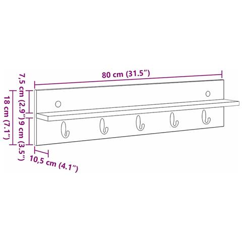 Appendiabiti a muro Grigio cemento 80 x 10.5 x 18 cm - Foto 9