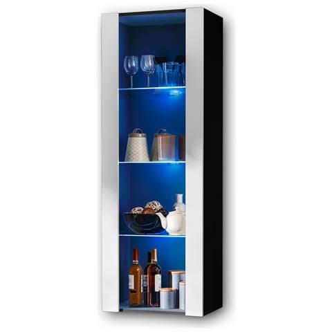 Komodee, Vetrina Tivoli, Nero/bianco, Larghezza 55 Cm X Altezza 159 Cm X Profondità 35 Cm, Led Blu, 3 Ripiani, Per Soggiorno, Camera Da Letto, Anticamera - Foto 2