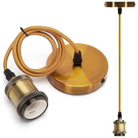 Lampada Sospensione Industri-metallo Oro 1m – Lampada Vintage Stile Retrò E27 - Foto 1