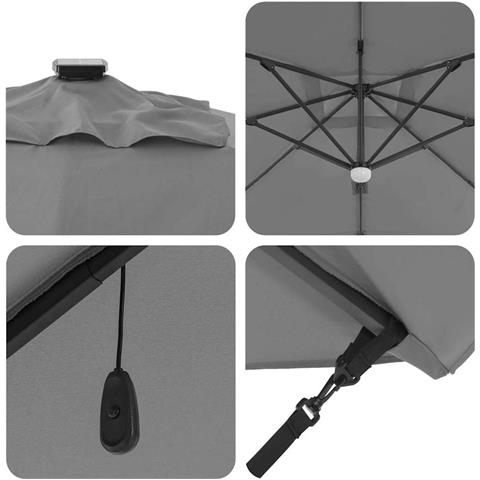 Parasol Roma Antracite 286 x 285 x 270 cm - Foto 9