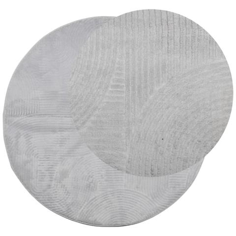 Lusso Casadino - Tappeto Iza A Pelo Corto Con Aspetto Scandinavo Grigio Ø 100 Cm - Foto 2