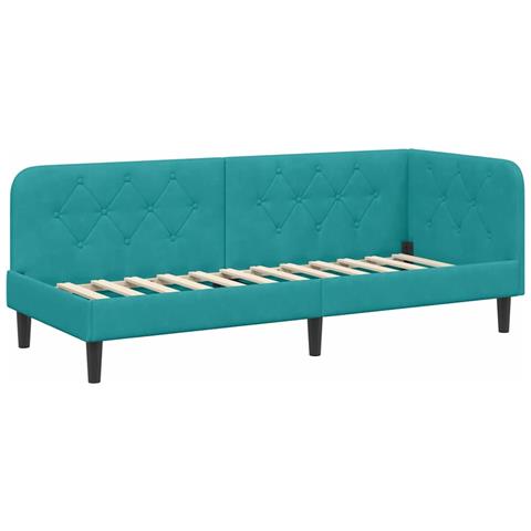 Cornice del letto ad angolo Turchese 80 x 200 cm Velluto - Foto 1