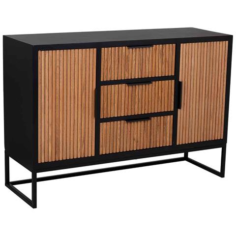 Credenza Con 3 Cassetti E 2 Ante In Legno E Metallo 120x40,5x81h Cm - Foto 1