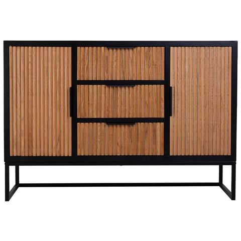 Credenza Con 3 Cassetti E 2 Ante In Legno E Metallo 120x40,5x81h Cm - Foto 2