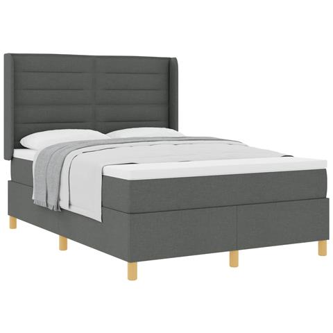 Letto a molle con materasso Grigio scuro 160 x 200 cm Tessuto - Foto 1