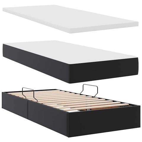 Letto con contenitore e LED Nero 90 x 190 cm Pelle Sintetica - Foto 9