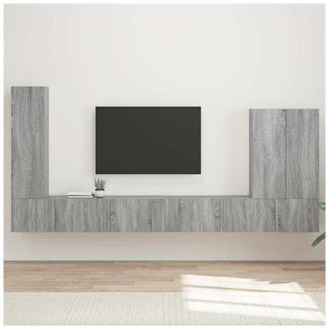 Set di Mobiletto da TV a Parete 6 pcs Grigio Sonoma - Foto 2