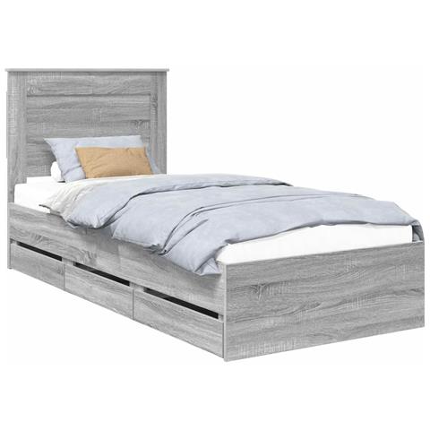 Struttura del letto con cassetto Grigio Sonoma 75 x 190 cm - Foto 1