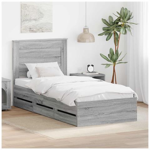 Struttura del letto con cassetto Grigio Sonoma 75 x 190 cm - Foto 2