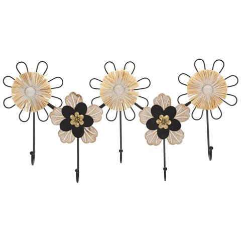 Appendiabiti Da Parete A Fiore In Ferro E Raffia — Stile Boho Chic - Foto 1