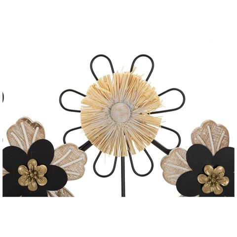 Appendiabiti Da Parete A Fiore In Ferro E Raffia — Stile Boho Chic - Foto 2