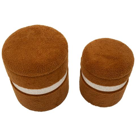 Set 2 Pouf Contenitore Saint-moritz In Teddy Marrone Ø40x47 E Ø32x38 Cm - Foto 2