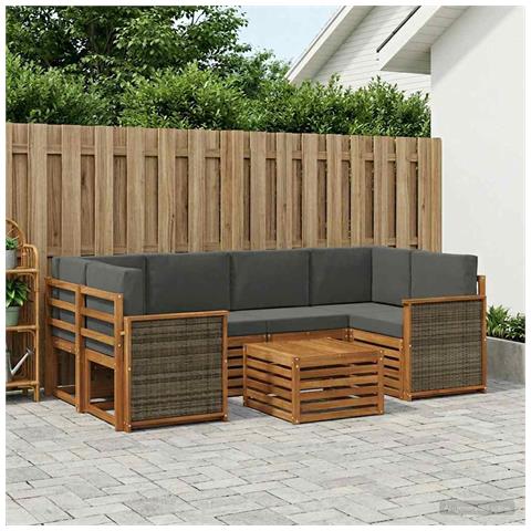 Set di divani da esterno con cuscino 7 pcs Naturale e Antracite - Foto 2
