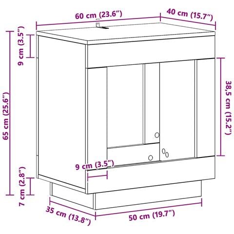 Tavolo laterale Legno antico 60 x 40 x 65 cm - Foto 9