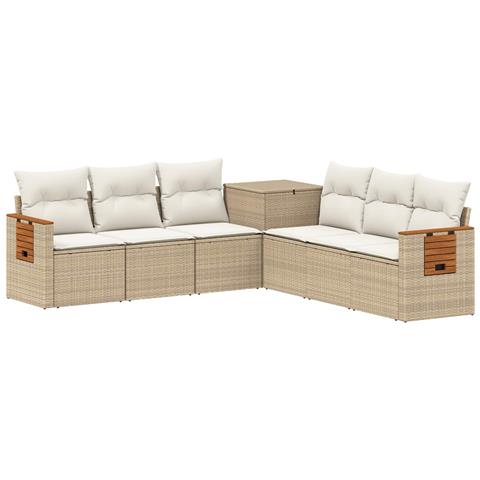 Set di divani 7 pcs Beige e Bianco Crema - Foto 1