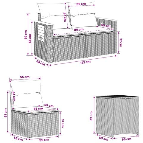 Set di divani 7 pcs Beige e Bianco Crema - Foto 9