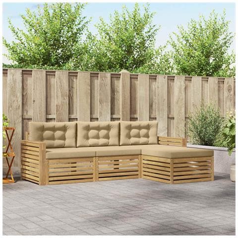 Set di divani da esterno 4 pcs Bianco e Beige - Foto 2