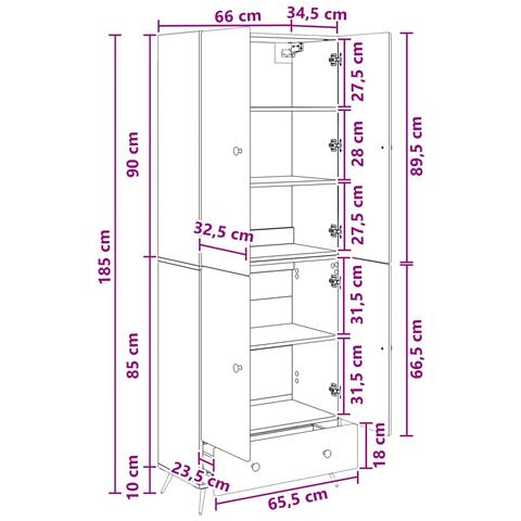 Set di armadi 2 pcs Bianco Lucido Legno ingegnerizzato - Foto 9