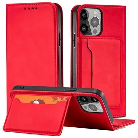 Custodia Magnetica Per Iphone 13 Pro Max, Portafoglio Per Carte, Supporto Per Carte, Rosso. - Foto 2
