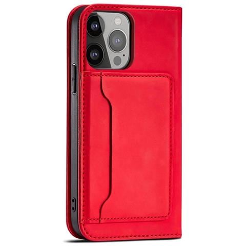 Custodia Magnetica Per Iphone 13 Pro Max, Portafoglio Per Carte, Supporto Per Carte, Rosso. - Foto 7