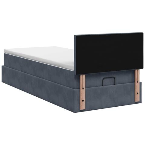 Letto ottomano con materasso Grigio Scuro 100 x 200 cm Velluto - Foto 9