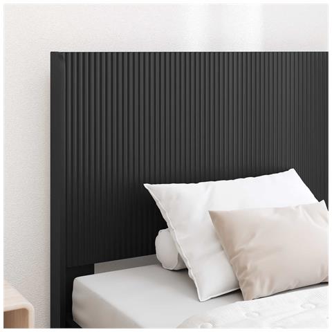 Struttura del letto con stoccaggio e testata Nero 90 x 200 cm - Foto 2