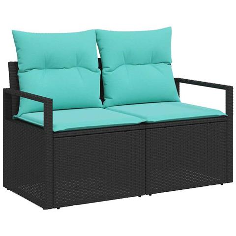 Set Divano da Giardino 5 pz 4-Numero di posti Nero e Blu - Foto 2
