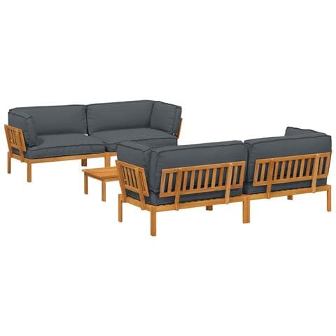 Set di divani 5 pz Antracite Legno di Acacia Massello - Foto 1