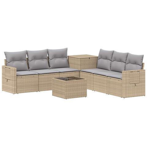Set di divani 8 pz Beige e Grigio Chiaro - Foto 1