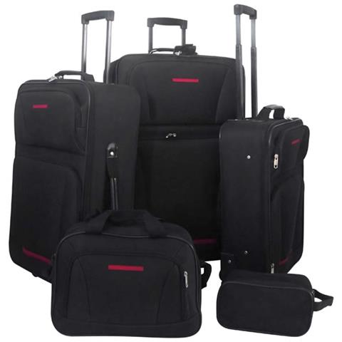 Set Da Viaggio Trolley E Borse 5 Pz Nero - Foto 1