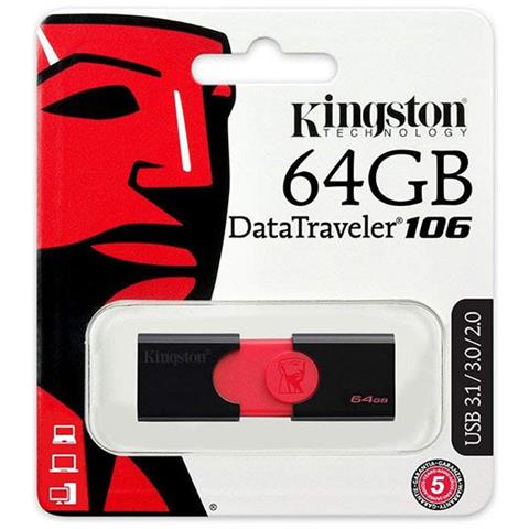 Chiavetta USB 128 GB DataTraveler 106 Interfaccia USB 3.0 Colore Nero / Rosso - Foto 1