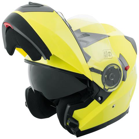 Casco Modulare Apribile Moto Touring Sport Visiera Parasole Giallo Fluo M - Foto 2