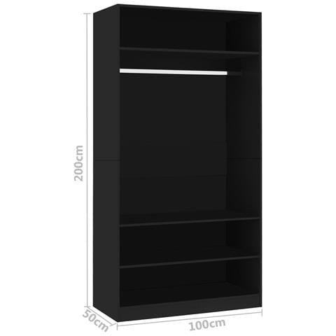 Armadio Nero 100x50x200 cm in Legno Multistrato - Foto 6
